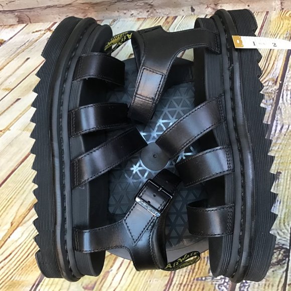 Dr. Doc Martens Women's Blaire Black Leather Adjustable Ankle Strap Sandals 9 - Picture 4 of 7